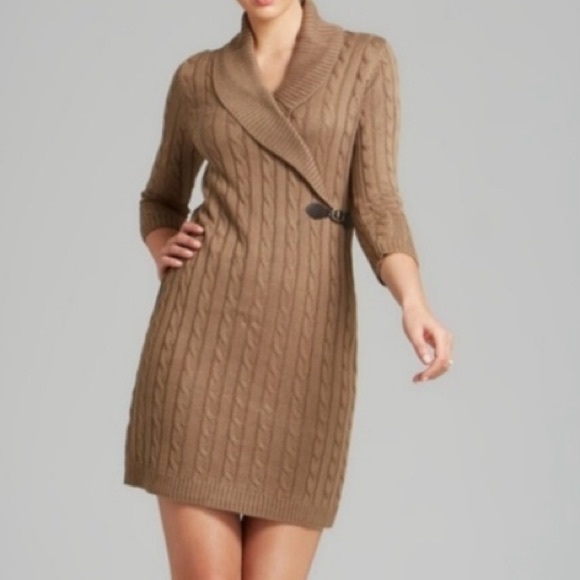 Calvin Klein Dresses & Skirts - Calvin Klein Taupe Knit Wrap Buckle Dress
